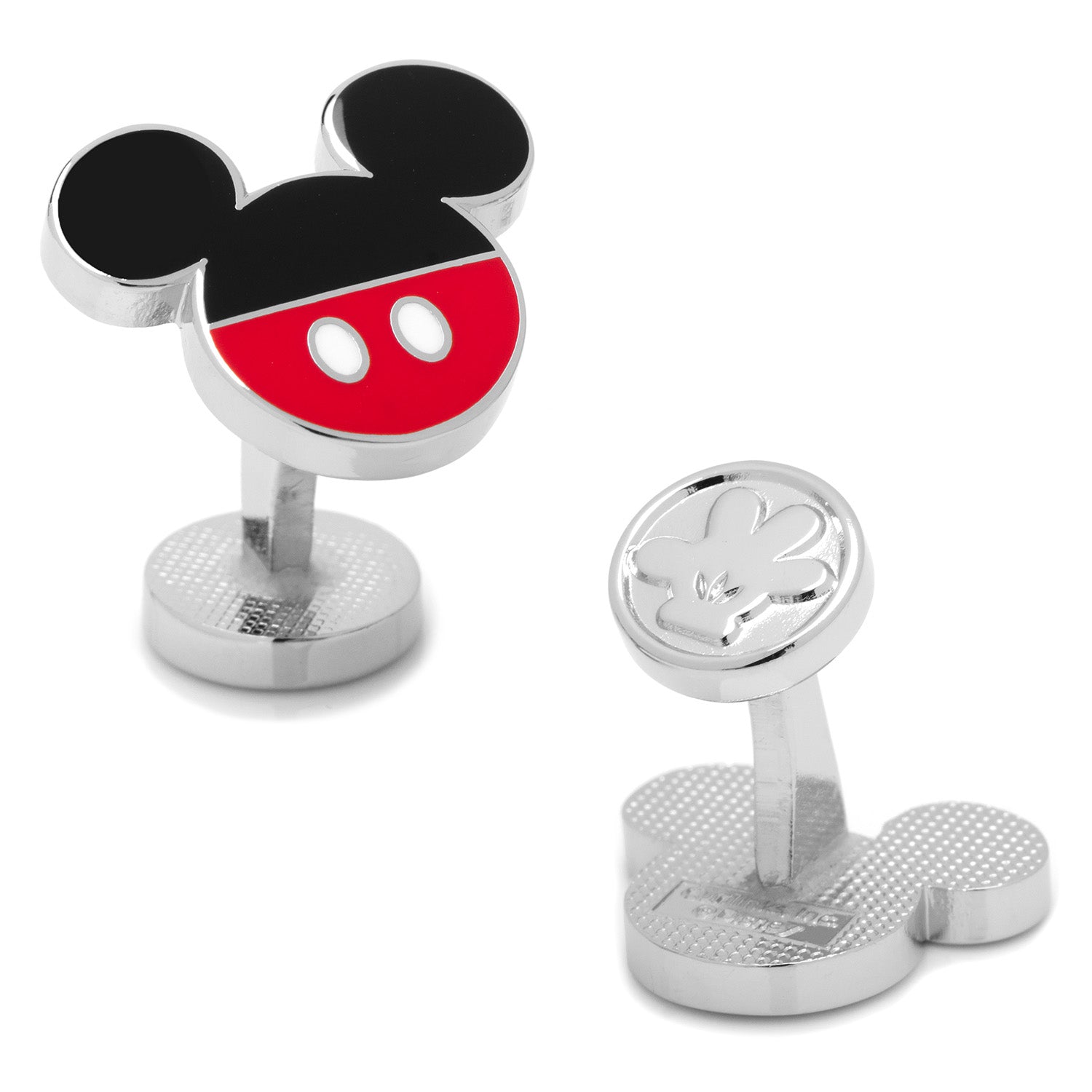 Disney Mickey Mouse pants design cufflinks in red, black, and silver finish