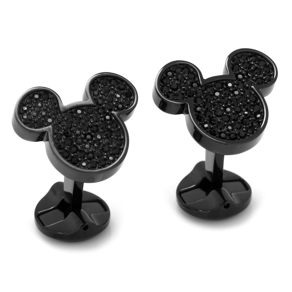 Disney Mickey Mouse Black Pave Crystal Stainless Steel Cufflinks - Image 2