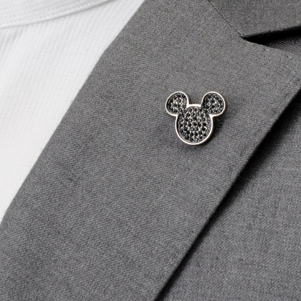 Black Pave Crystal Mickey Mouse Silhouette Lapel Pin - Image 4