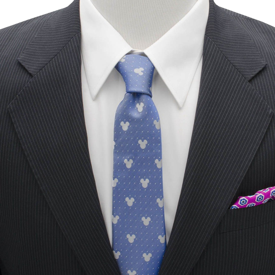 Disney Mickey Mouse Blue Pin Dot Slim Tie 100% Silk - Image 2