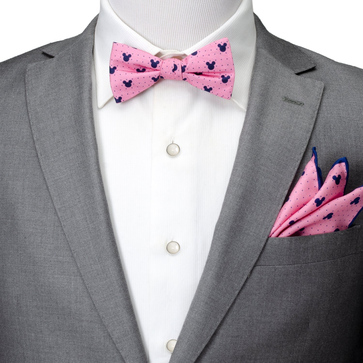 Disney Mickey Mouse Pink Bow Tie with Navy Icons - Image 2