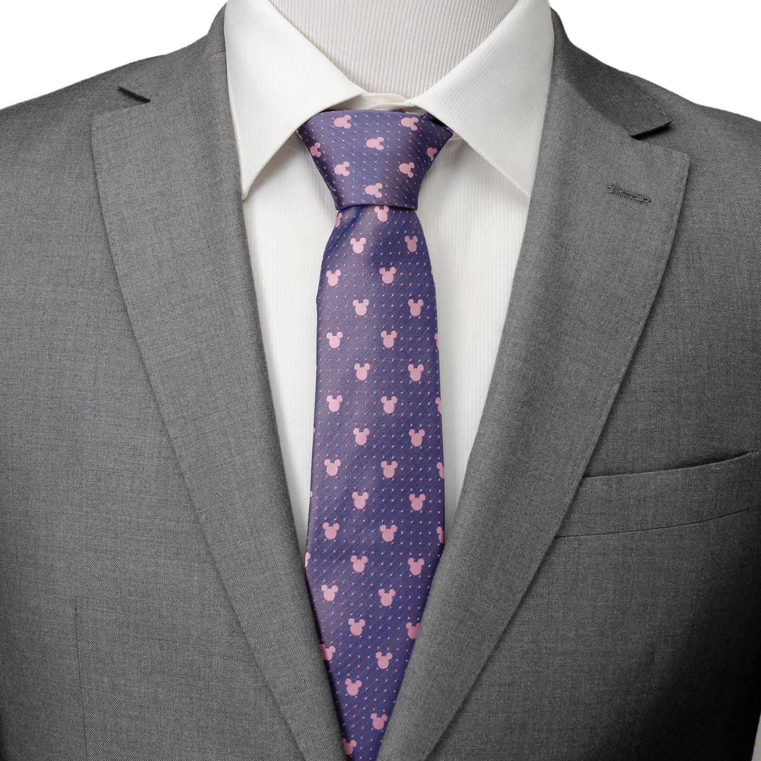 Disney Mickey Mouse Print Necktie in Purple and Pink - Image 2