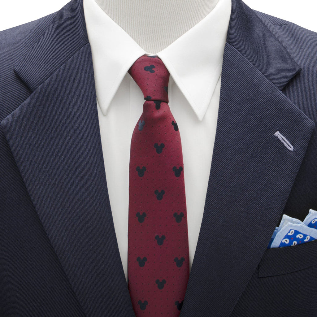 Disney Mickey Mouse Red Pin Dot Silk Necktie - Image 2