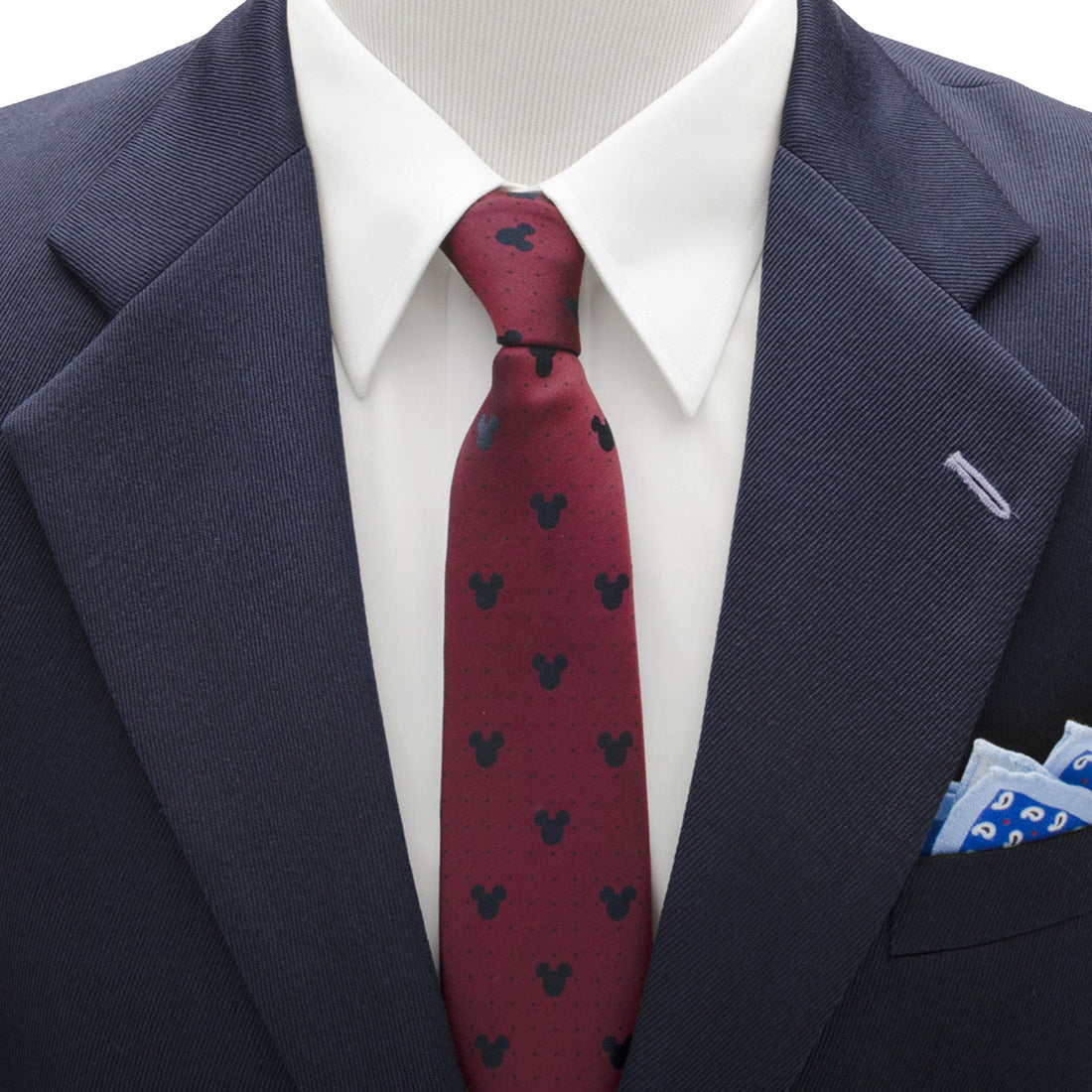 Disney Mickey Mouse Red Pin Dot Silk Necktie - Image 2