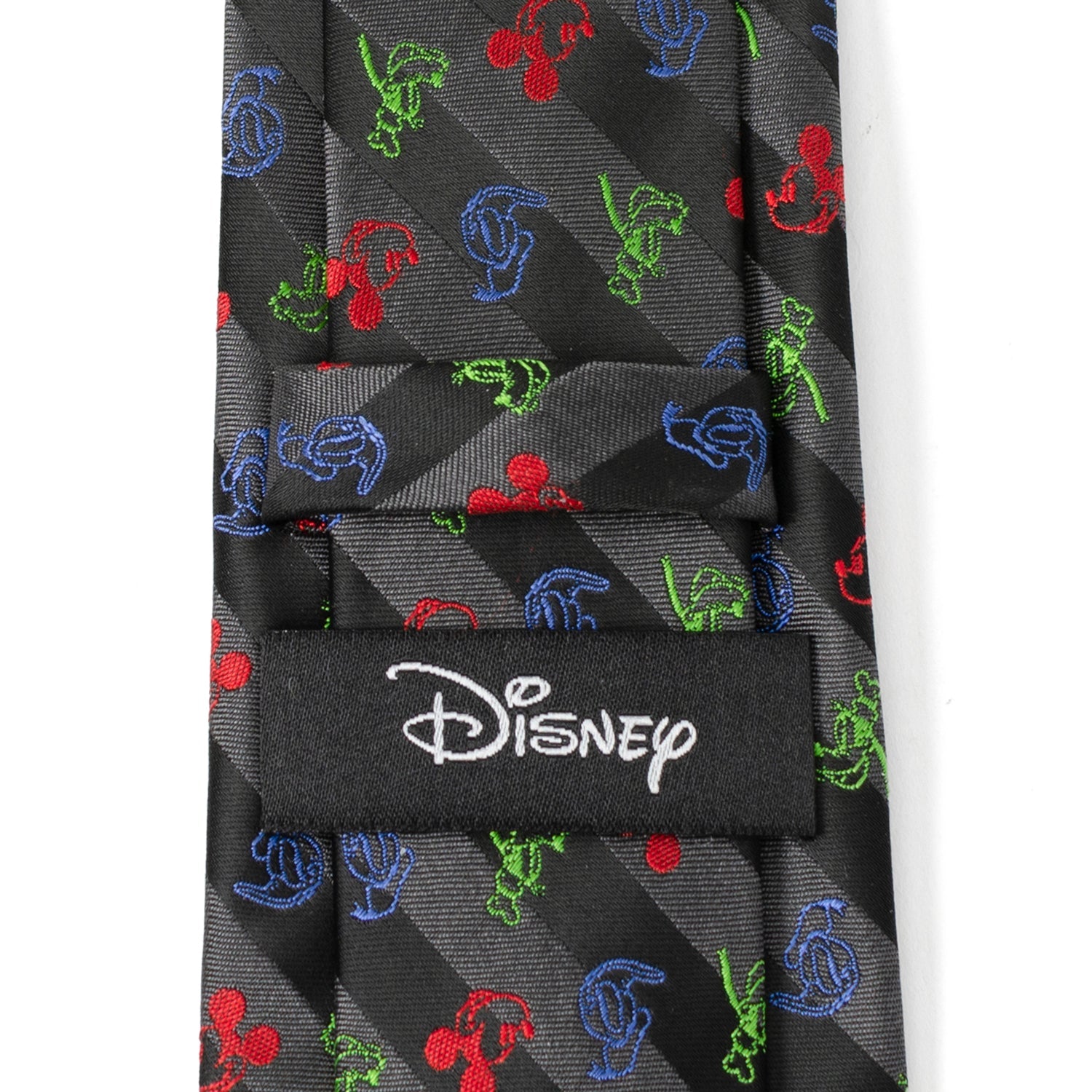 Disney Mickey and Friends Black Stripe Men's Silk Blend Tie - Image 5