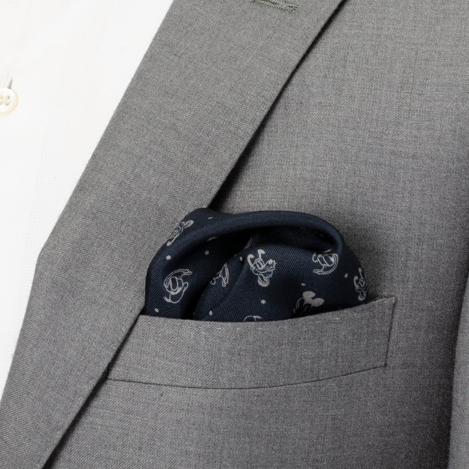 Disney Mickey and Friends Silk Pocket Square Navy Burgundy - Image 2