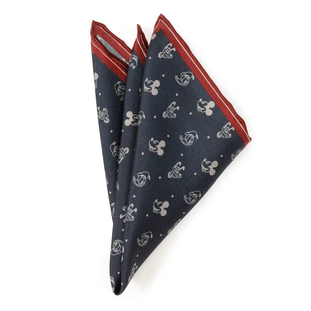 Disney Mickey and Friends Silk Pocket Square Navy Burgundy - Image 3