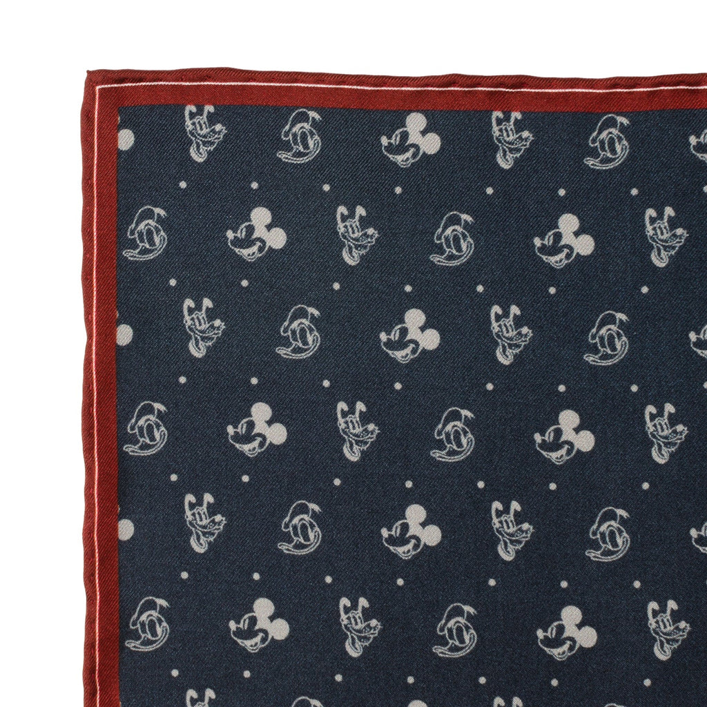 Disney Mickey and Friends Silk Pocket Square Navy Burgundy - Image 5