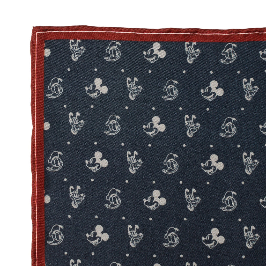 Disney Mickey and Friends Silk Pocket Square Navy Burgundy - Image 5
