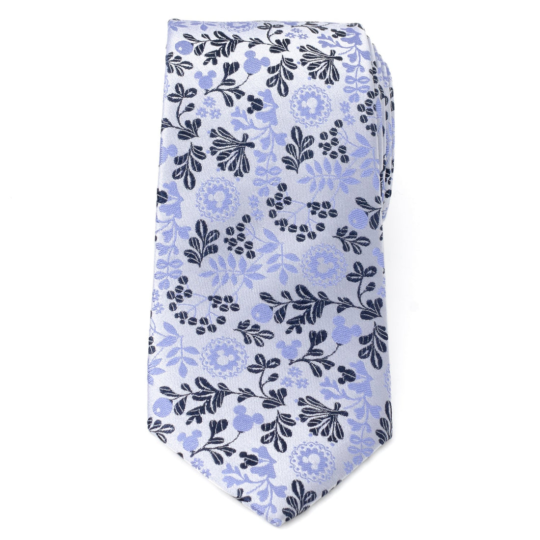 Disney Mickey Mouse Floral Pattern Silk Tie in Blue and White - Image 3