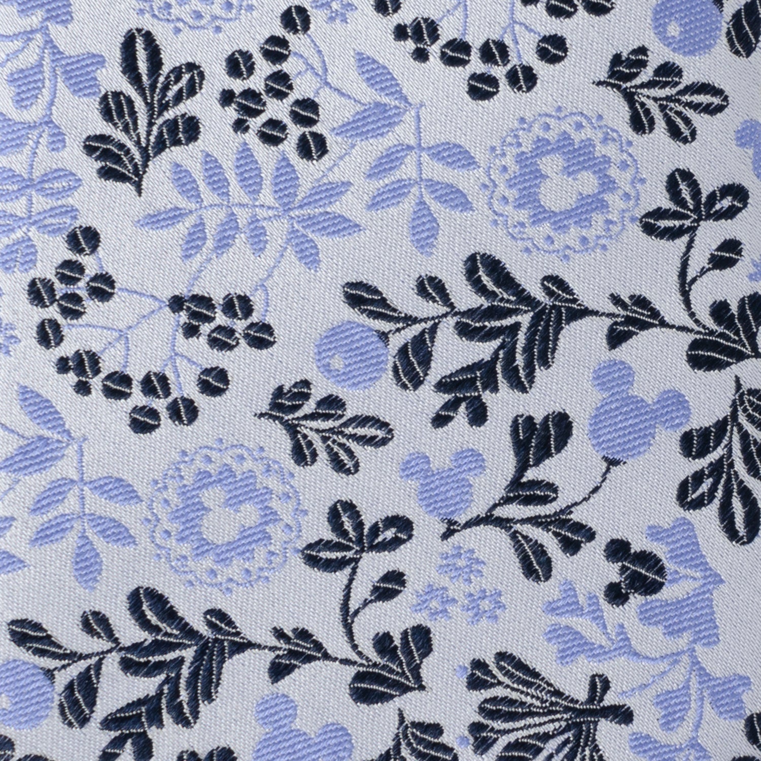 Disney Mickey Mouse Floral Pattern Silk Tie in Blue and White - Image 4
