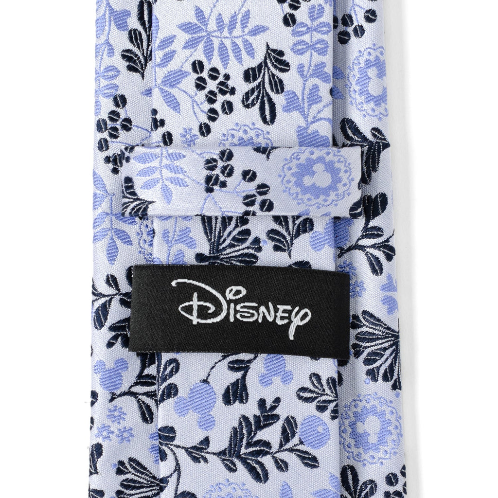 Disney Mickey Mouse Floral Pattern Silk Tie in Blue and White - Image 5