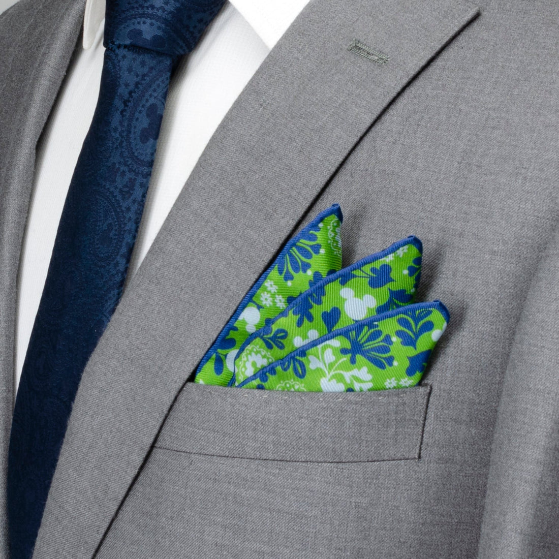 Disney Mickey Mouse Floral Green Pocket Square - Image 2