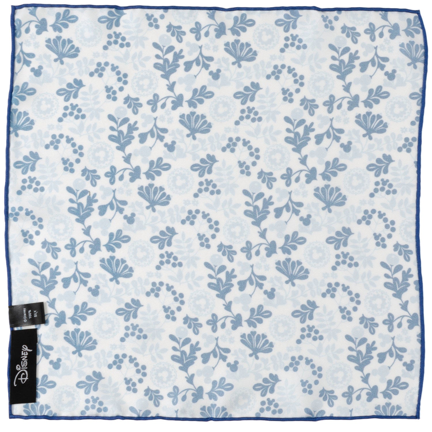 Disney Mickey Mouse Floral White and Blue Silk Pocket Square - Image 3