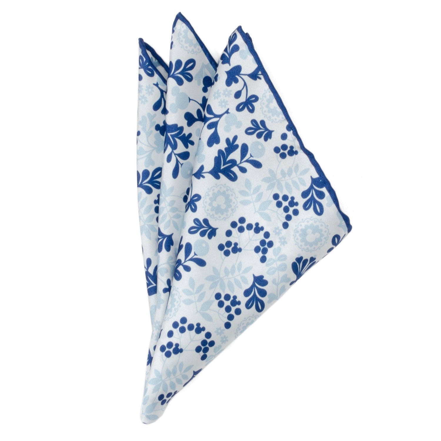Disney Mickey Mouse Floral White and Blue Silk Pocket Square - Image 4