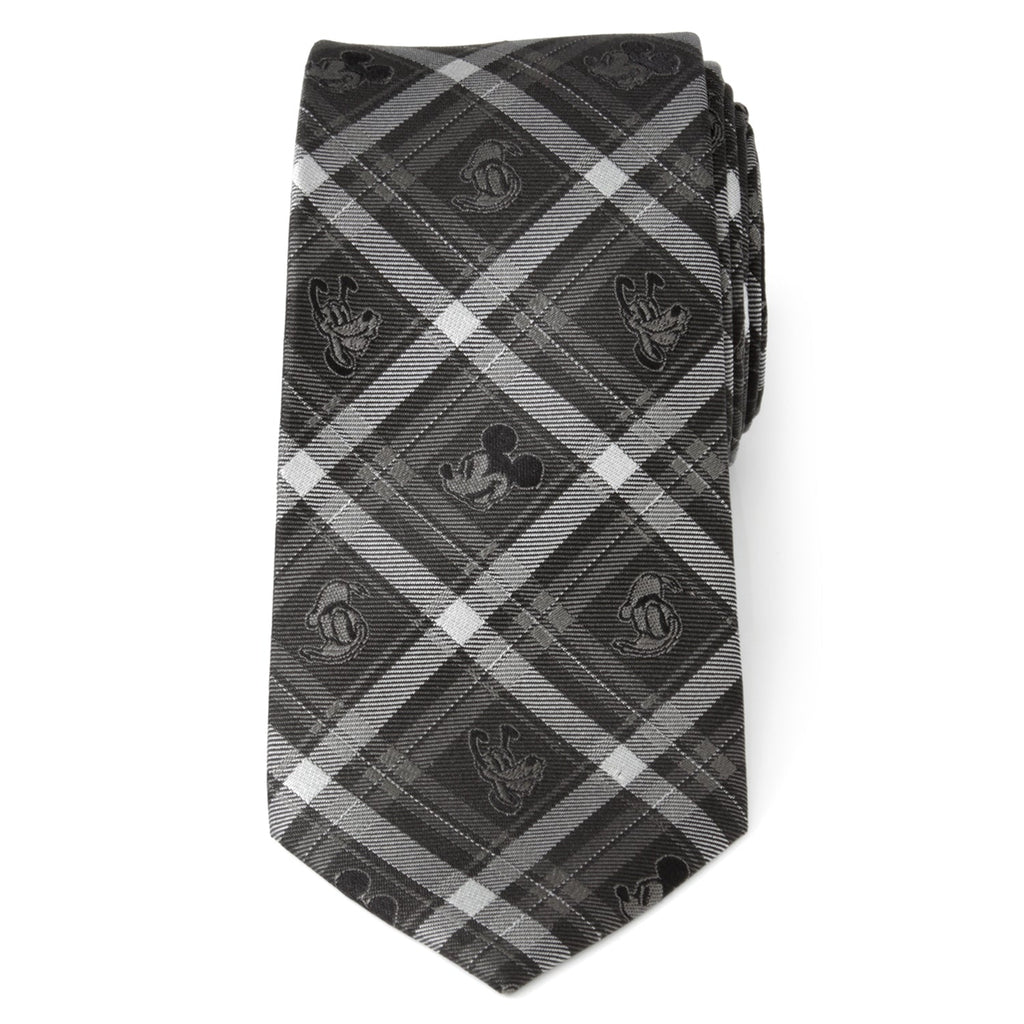 Disney Mickey and Friends Charcoal Plaid Men's Necktie - Image 3