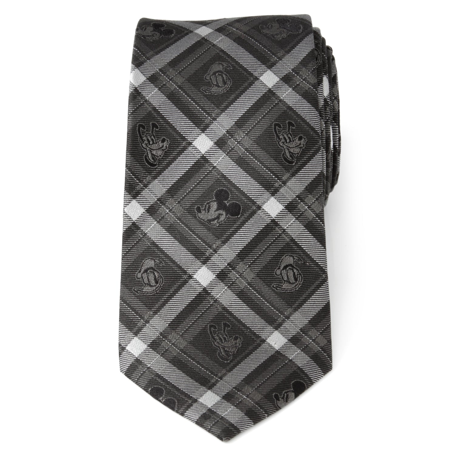 Disney Mickey and Friends Charcoal Plaid Men's Necktie - Image 3