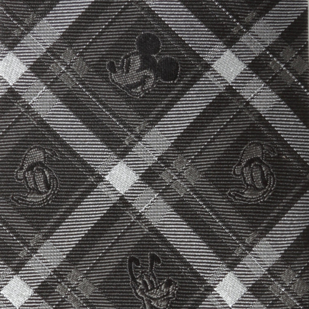 Disney Mickey and Friends Charcoal Plaid Men's Necktie - Image 4
