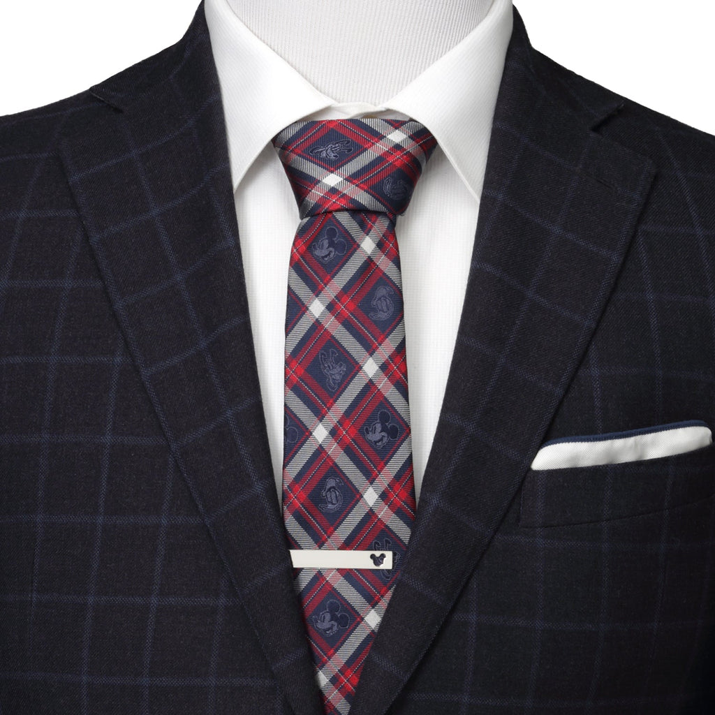 Disney Mickey Mouse Navy Plaid Men's Tie with Classic Characters - Image 2