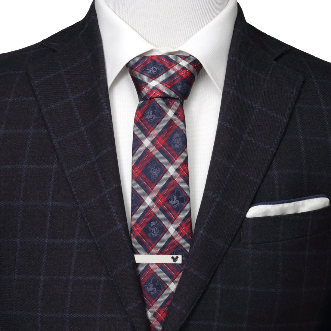 Disney Mickey Mouse Navy Plaid Men's Tie with Classic Characters - Image 2