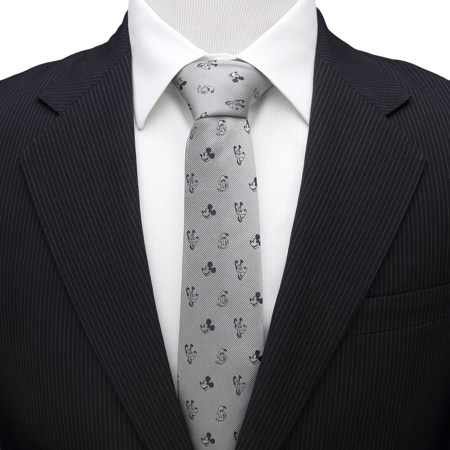 Disney Mickey and Friends Gray Silk Men's Necktie - Image 2