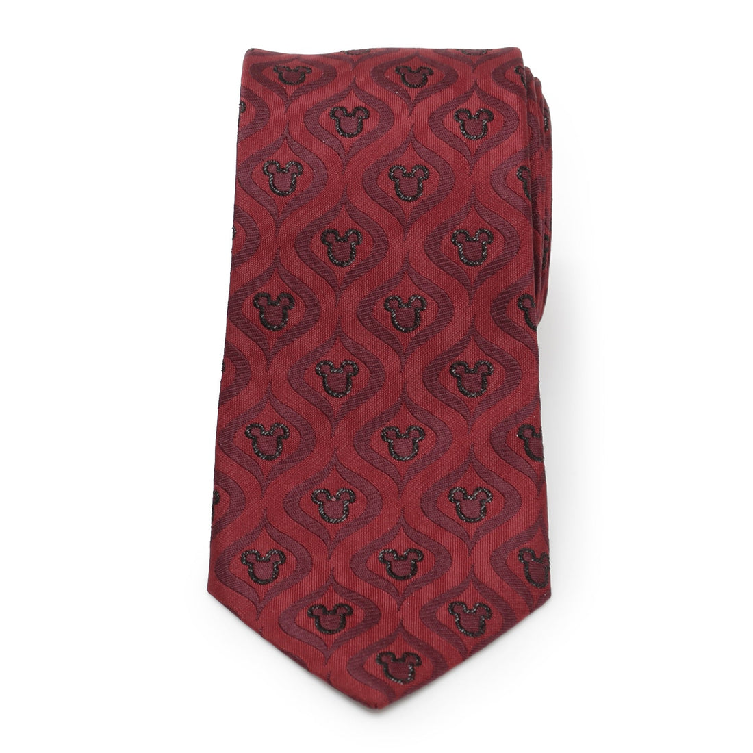 Disney Mickey Mouse Holiday Red and Black Geometric Silk Tie - Image 3
