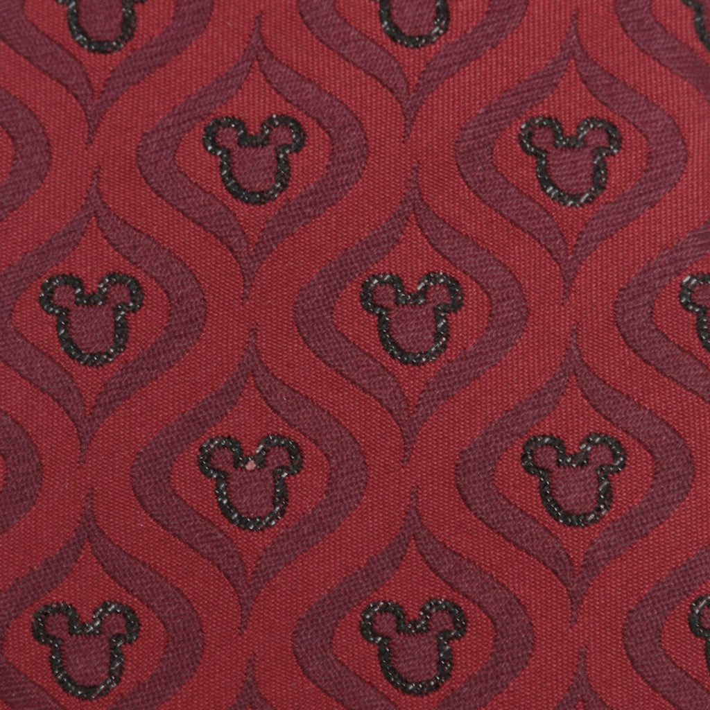 Disney Mickey Mouse Holiday Red and Black Geometric Silk Tie - Image 5