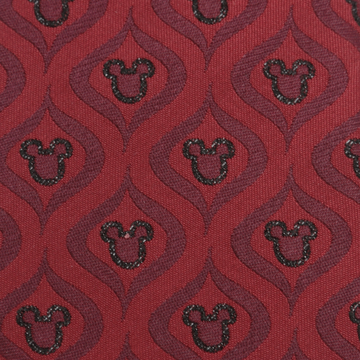 Disney Mickey Mouse Holiday Red and Black Geometric Silk Tie - Image 5
