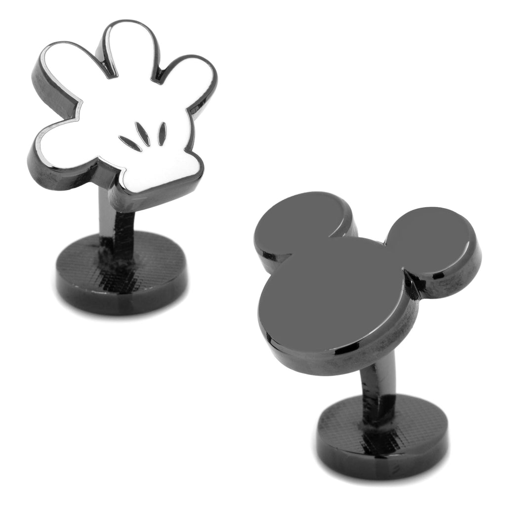 Disney Mickey Mouse glove design cufflinks in black plated metal.