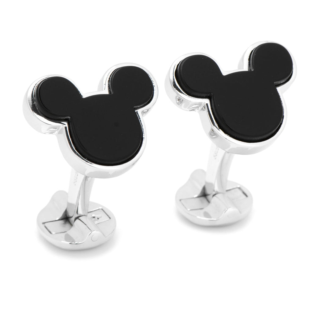 Disney Mickey Mouse Sterling Silver and Onyx Cufflinks