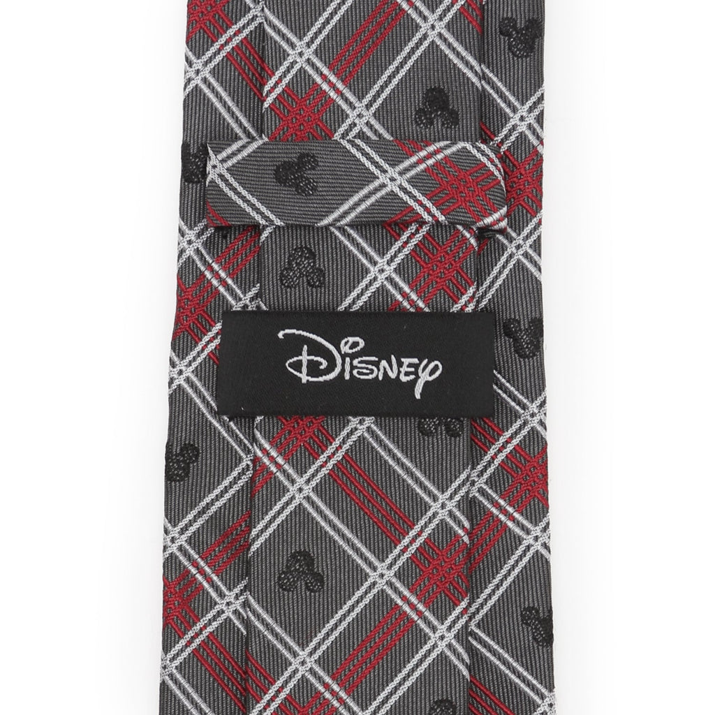 Disney Mickey Mouse Holiday Gray Plaid Silk Men's Tie - Image 4