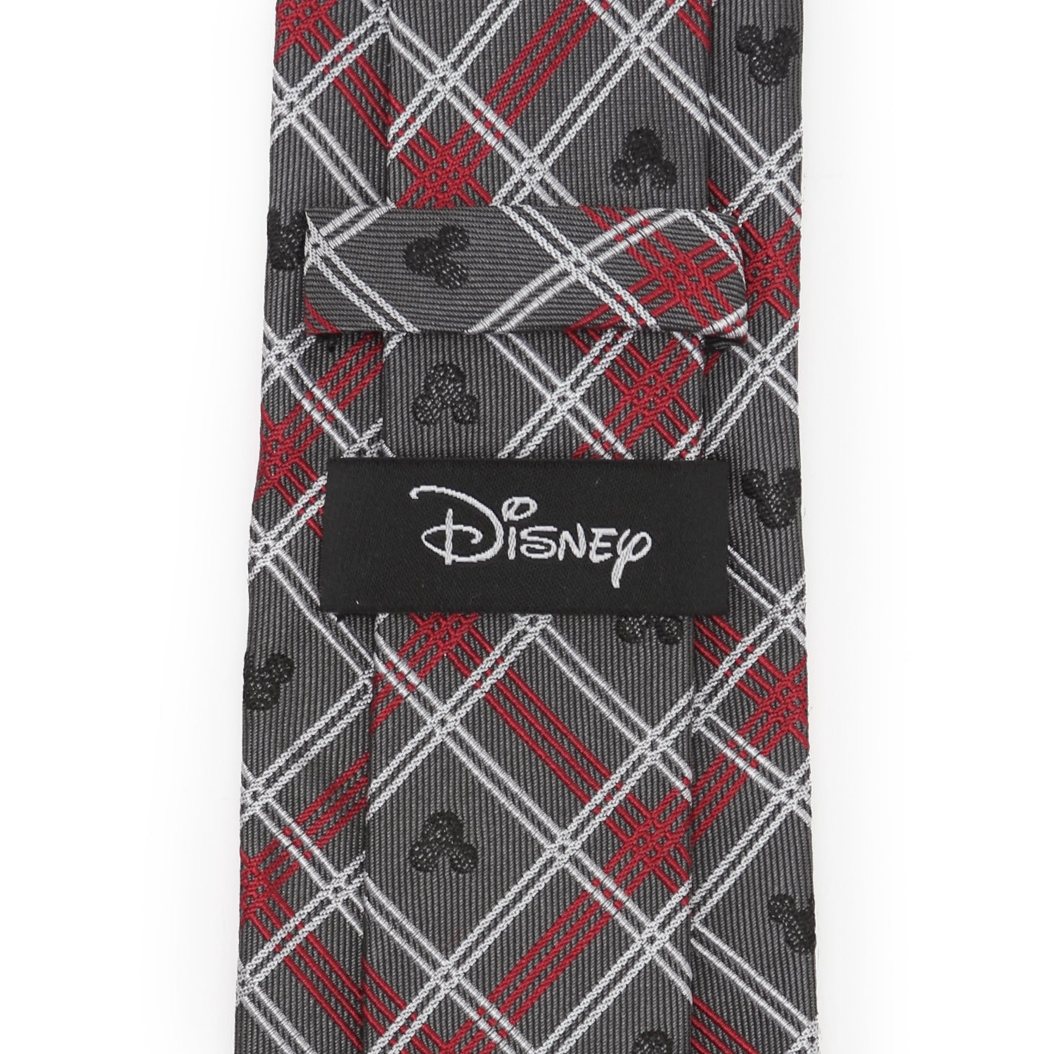 Disney Mickey Mouse Holiday Gray Plaid Silk Men's Tie - Image 4