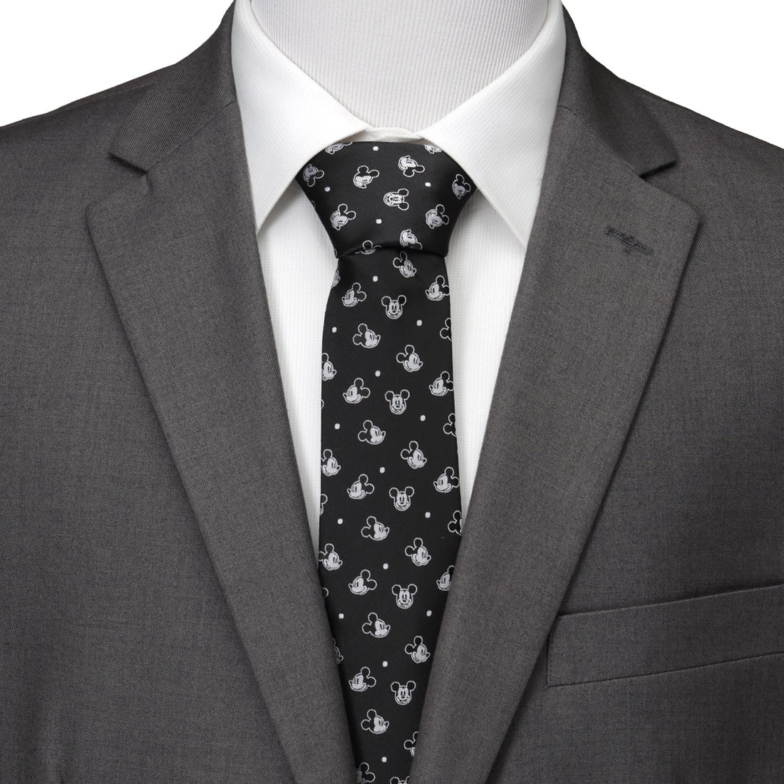 Disney Mickey Mouse Black and White Dot Print Men's Necktie - Image 2