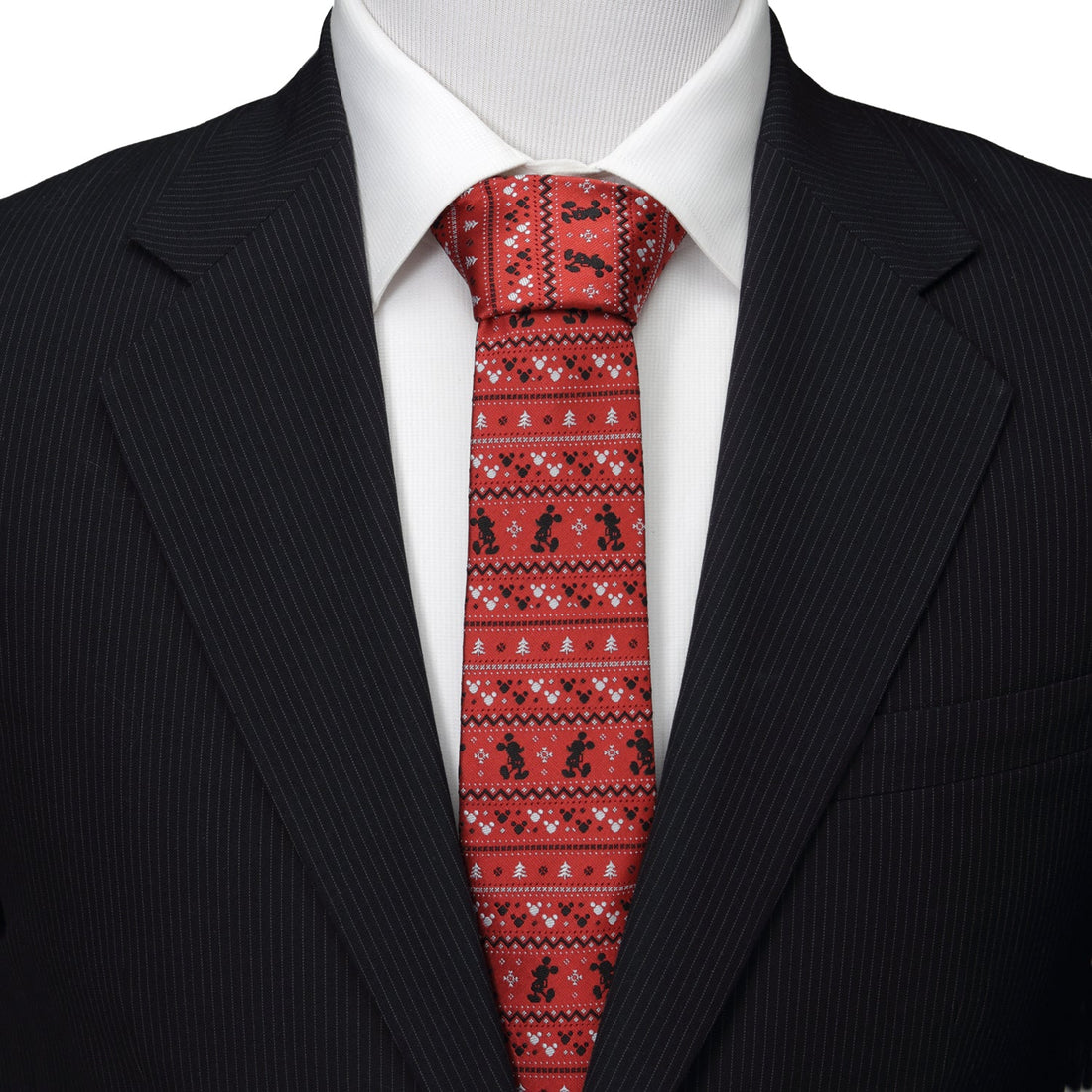 Disney Mickey Mouse Fair Isle Red Christmas Tie for Men - Image 2