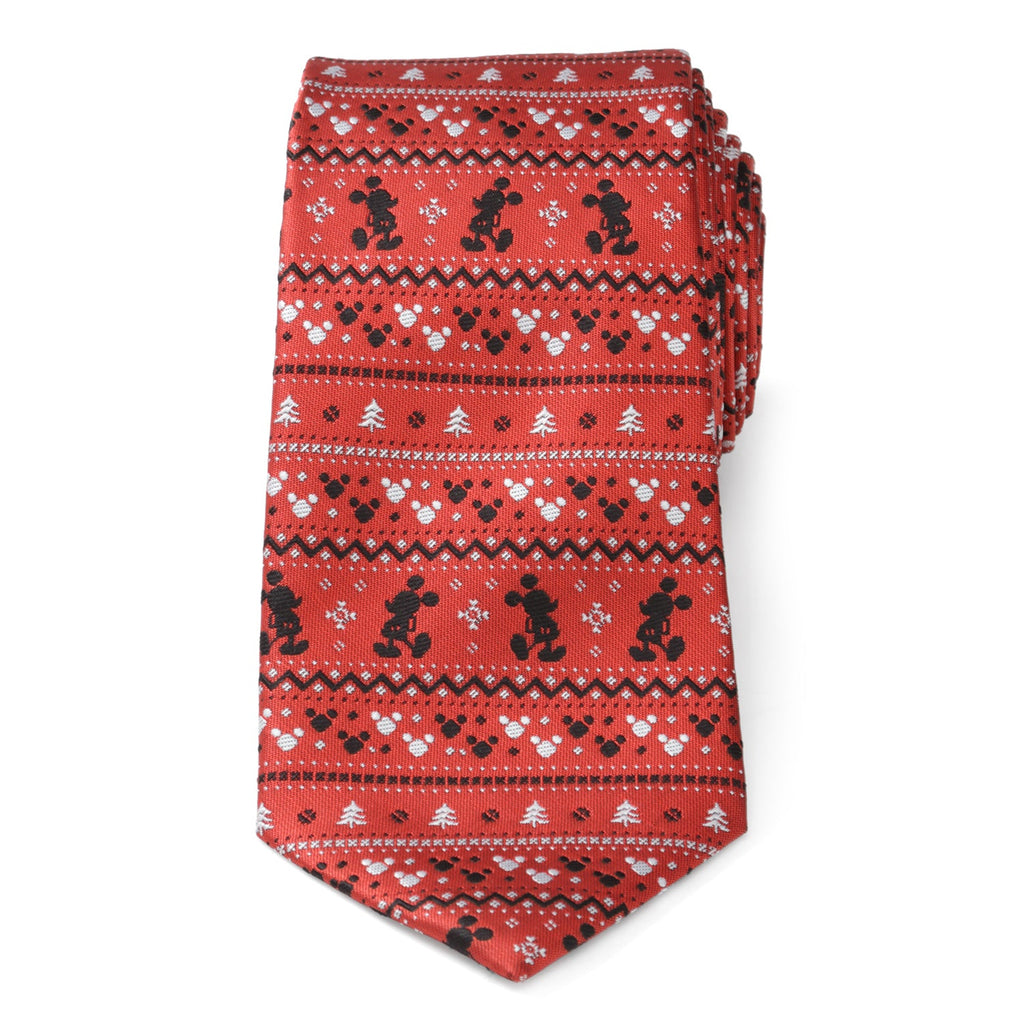 Disney Mickey Mouse Fair Isle Red Christmas Tie for Men - Image 3