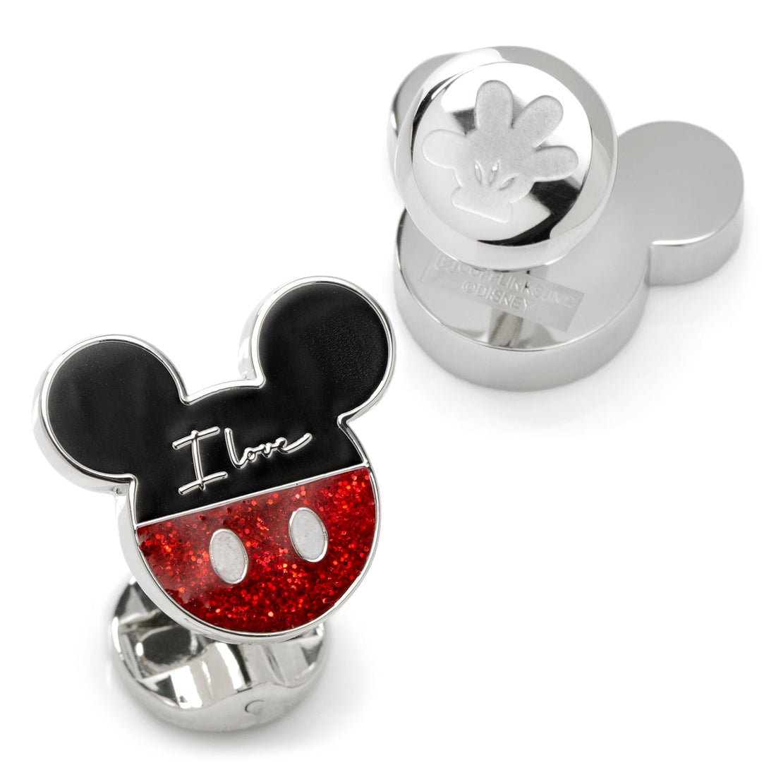 Disney Mickey and Minnie Mouse I Love Us Red Enamel Cufflinks - Image 2