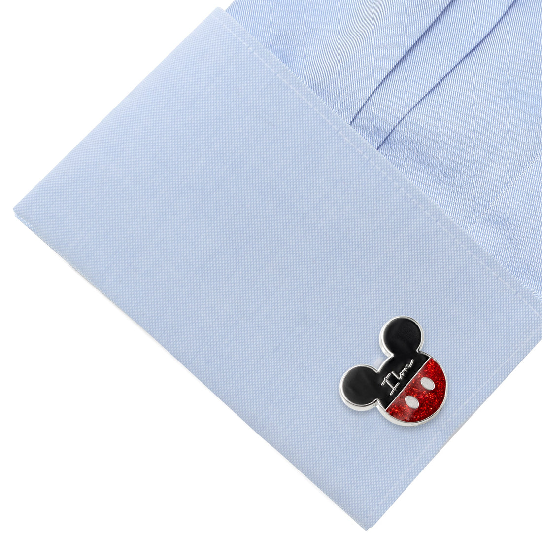 Disney Mickey and Minnie Mouse I Love Us Red Enamel Cufflinks - Image 3