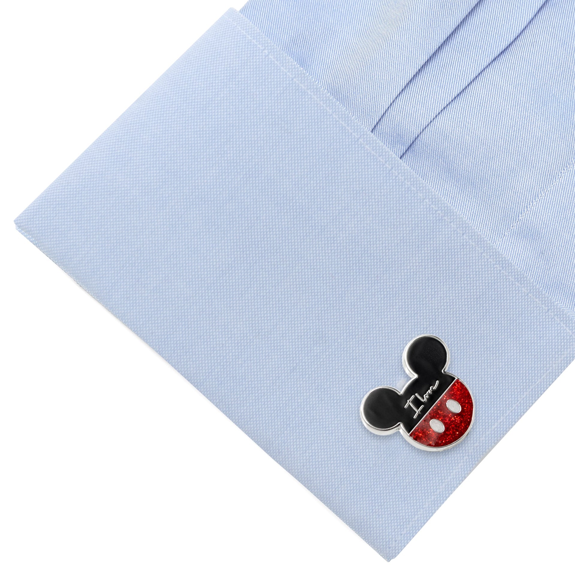 Disney Mickey and Minnie Mouse I Love Us Red Enamel Cufflinks - Image 3