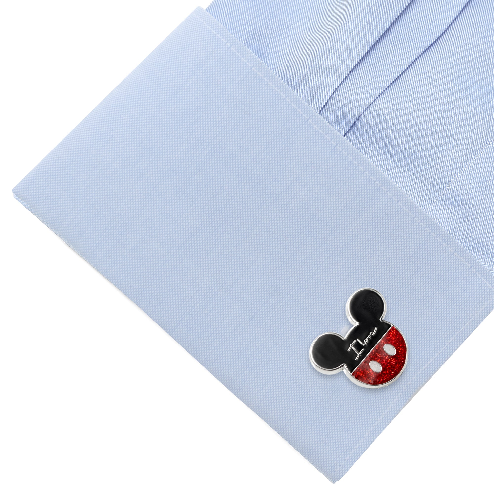 Disney Mickey and Minnie Mouse I Love Us Red Enamel Cufflinks - Image 3