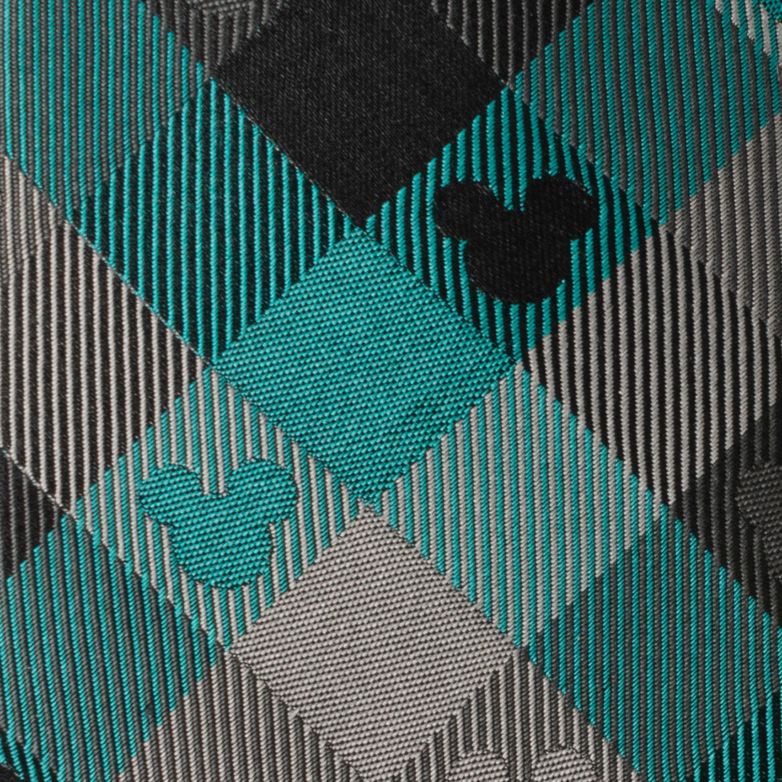 Disney Mickey Mouse Teal Plaid Silk Necktie - Image 4