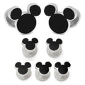 Disney Mickey Mouse icon stud and cufflink set in black enamel and silver-tone metal