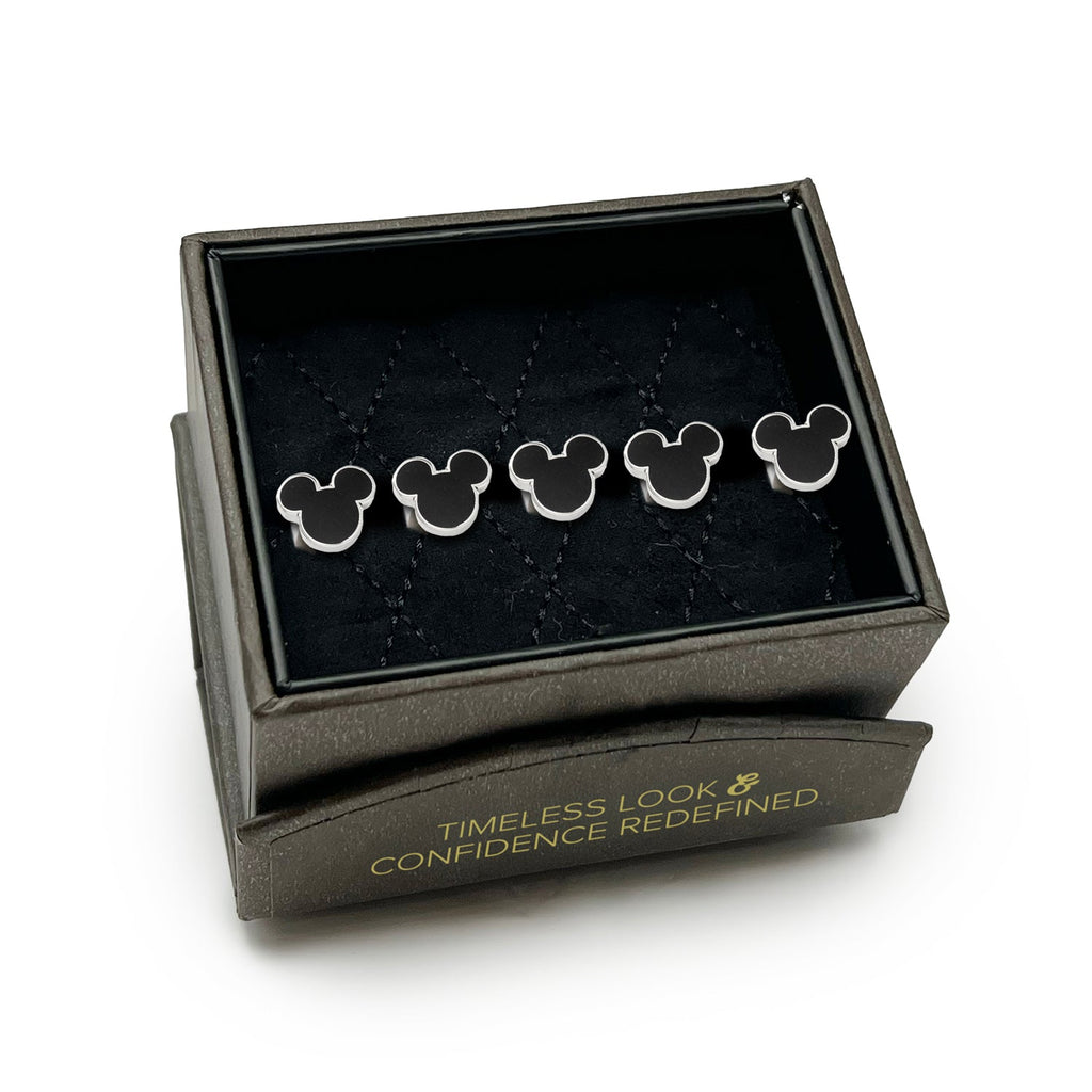 Disney Mickey Mouse Head Stud Set in Silver and Black Enamel - Image 5