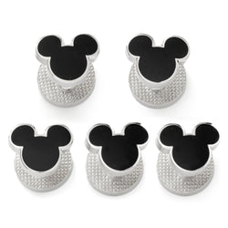 Set of five Disney Mickey Mouse head shaped button studs in silver and black enamel