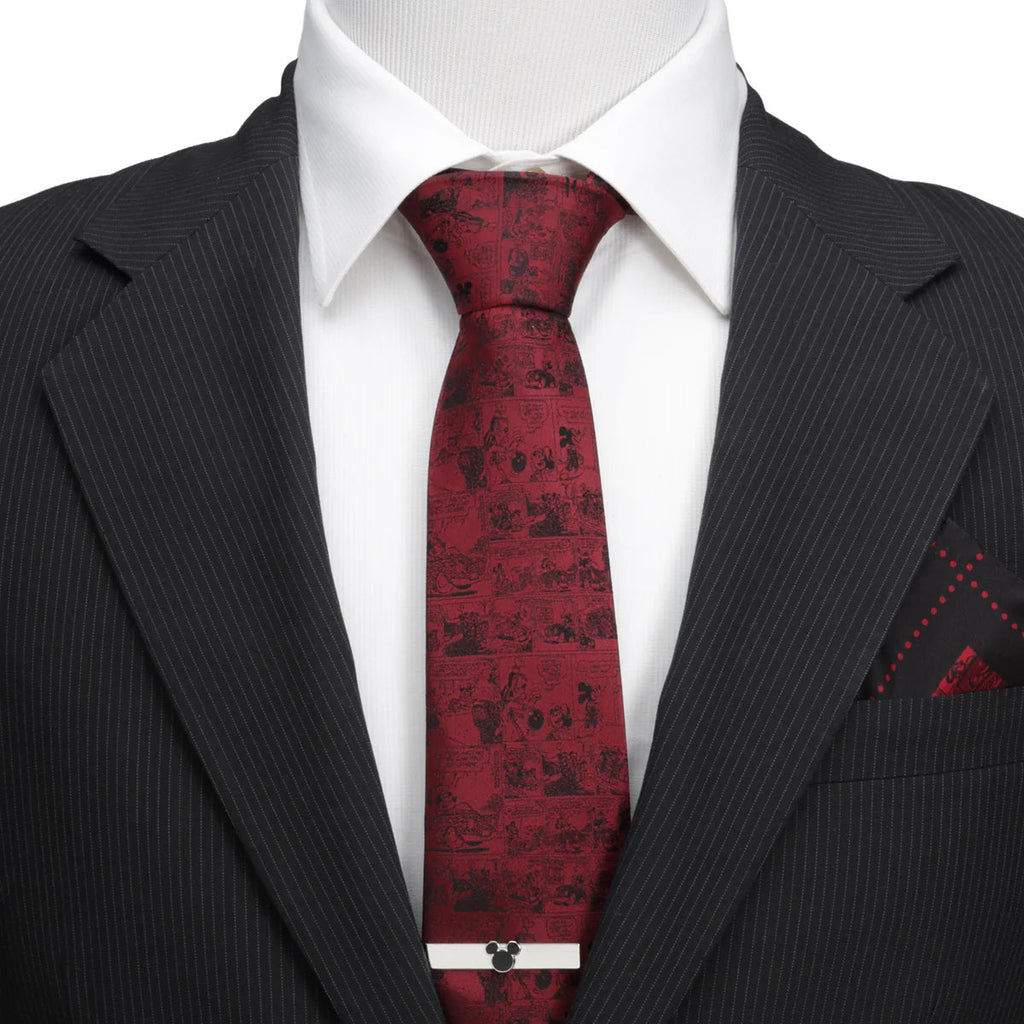 Disney Mickey Mouse Comic Strip Men's Silk Tie in Red - Image 2