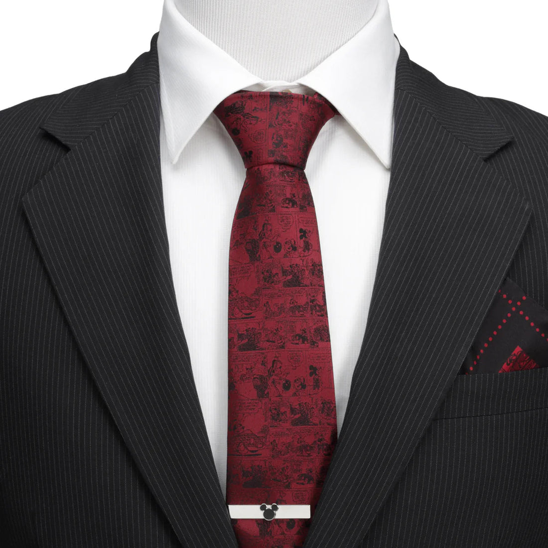 Disney Mickey Mouse Comic Strip Men's Silk Tie in Red - Image 2