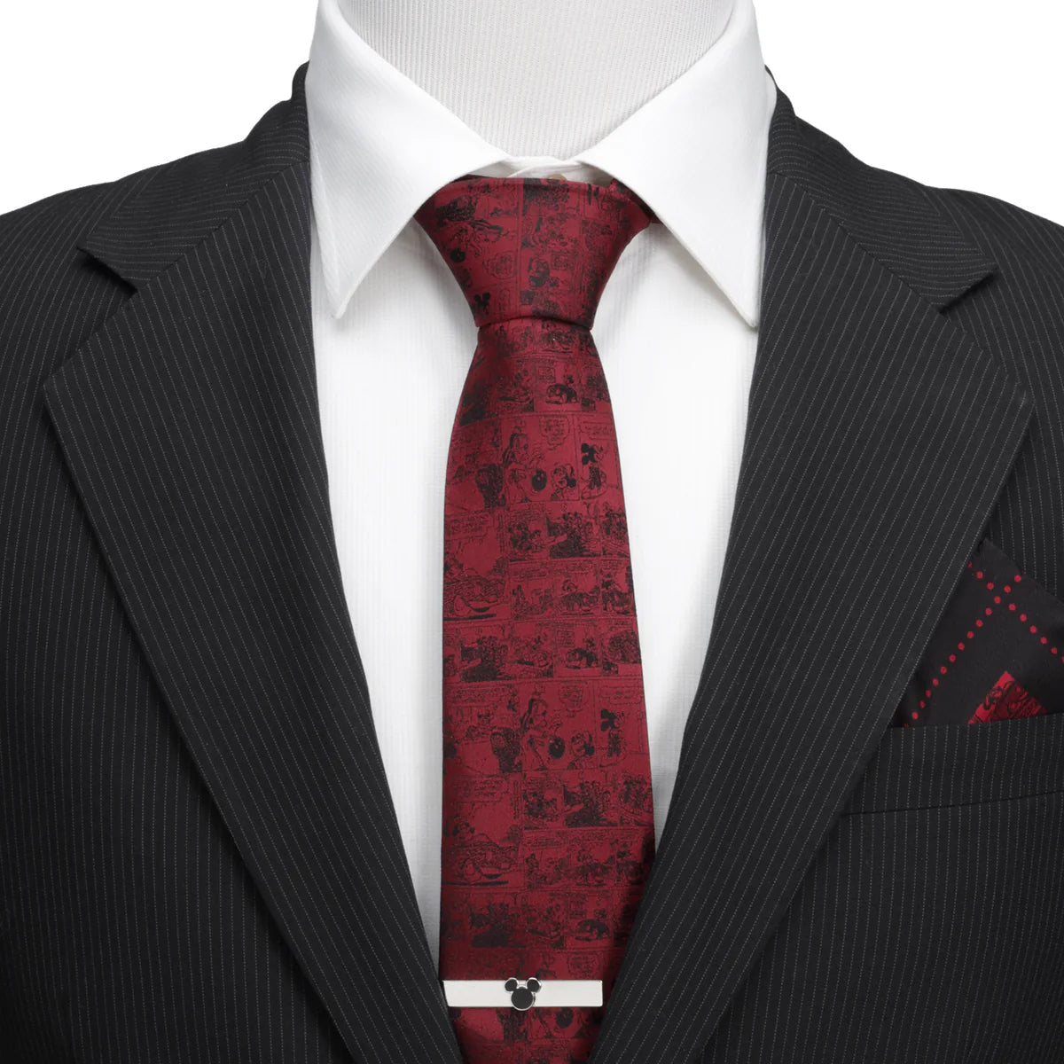Disney Mickey Mouse Comic Strip Men's Silk Tie in Red - Image 2