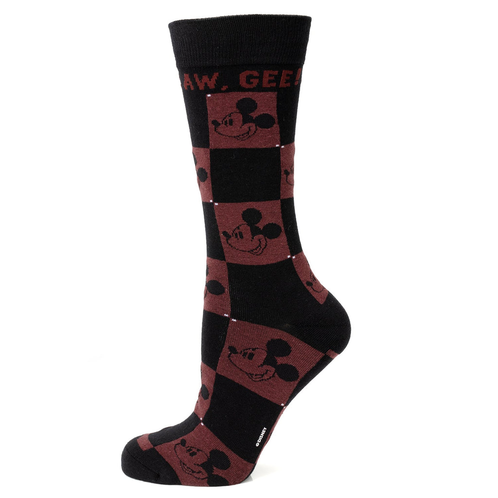 Disney Mickey Mouse Red and Black Check Socks with Lapel Pin Set - Image 2