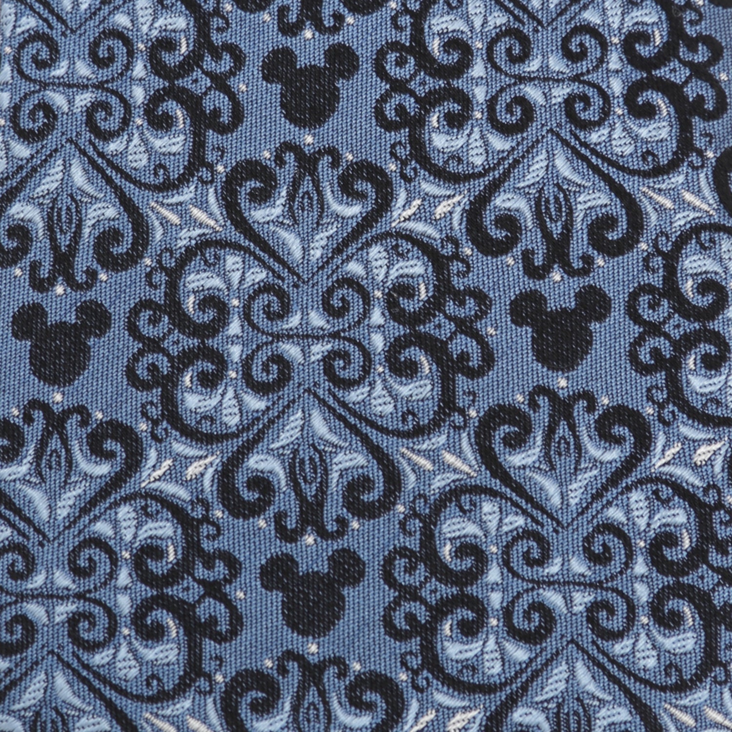 Blue Mickey Mouse Damask Pattern Silk Necktie - Image 4