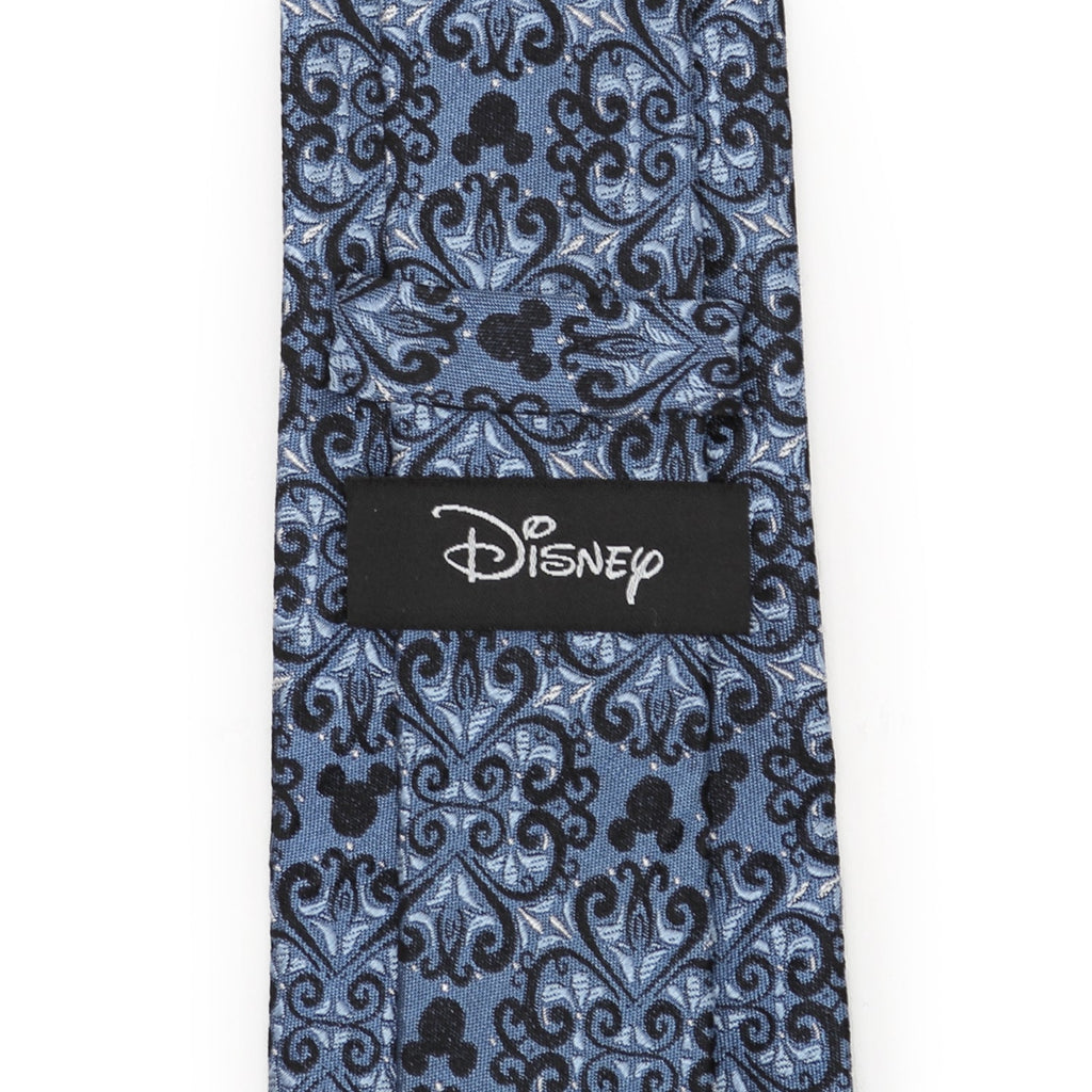Blue Mickey Mouse Damask Pattern Silk Necktie - Image 5