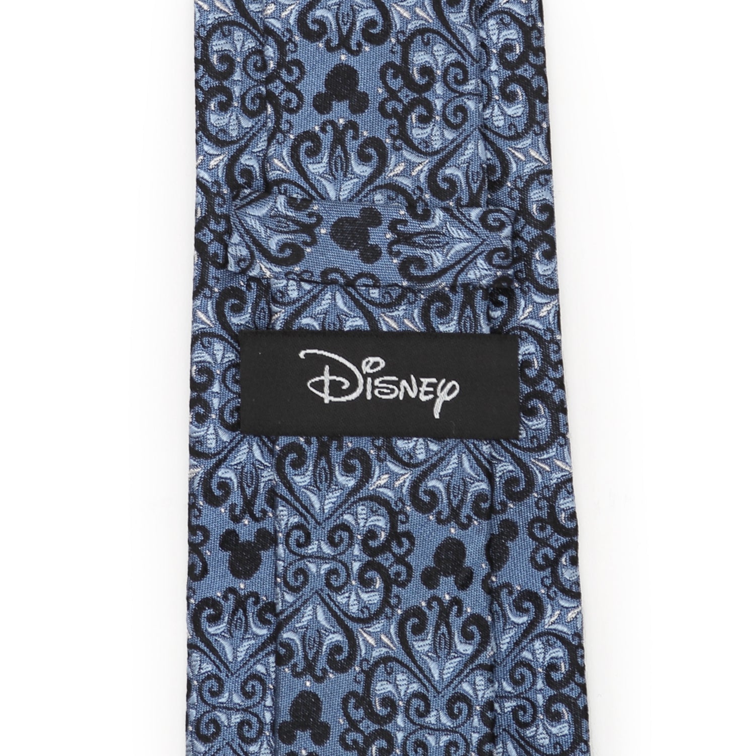 Blue Mickey Mouse Damask Pattern Silk Necktie - Image 5
